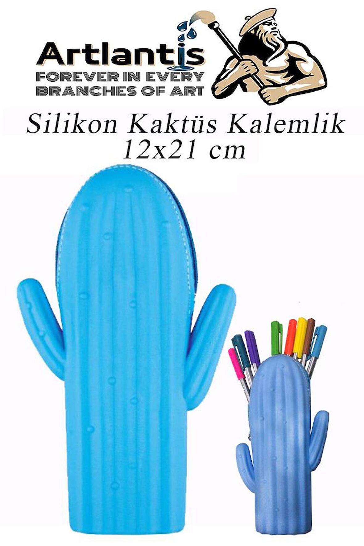Silikon Kaktüs Kalemlik 1 Adet Silikon Kalem Kutusu Eğlenceli Sevimli Kaktüs Figürlü Hediyelik Kalemlik