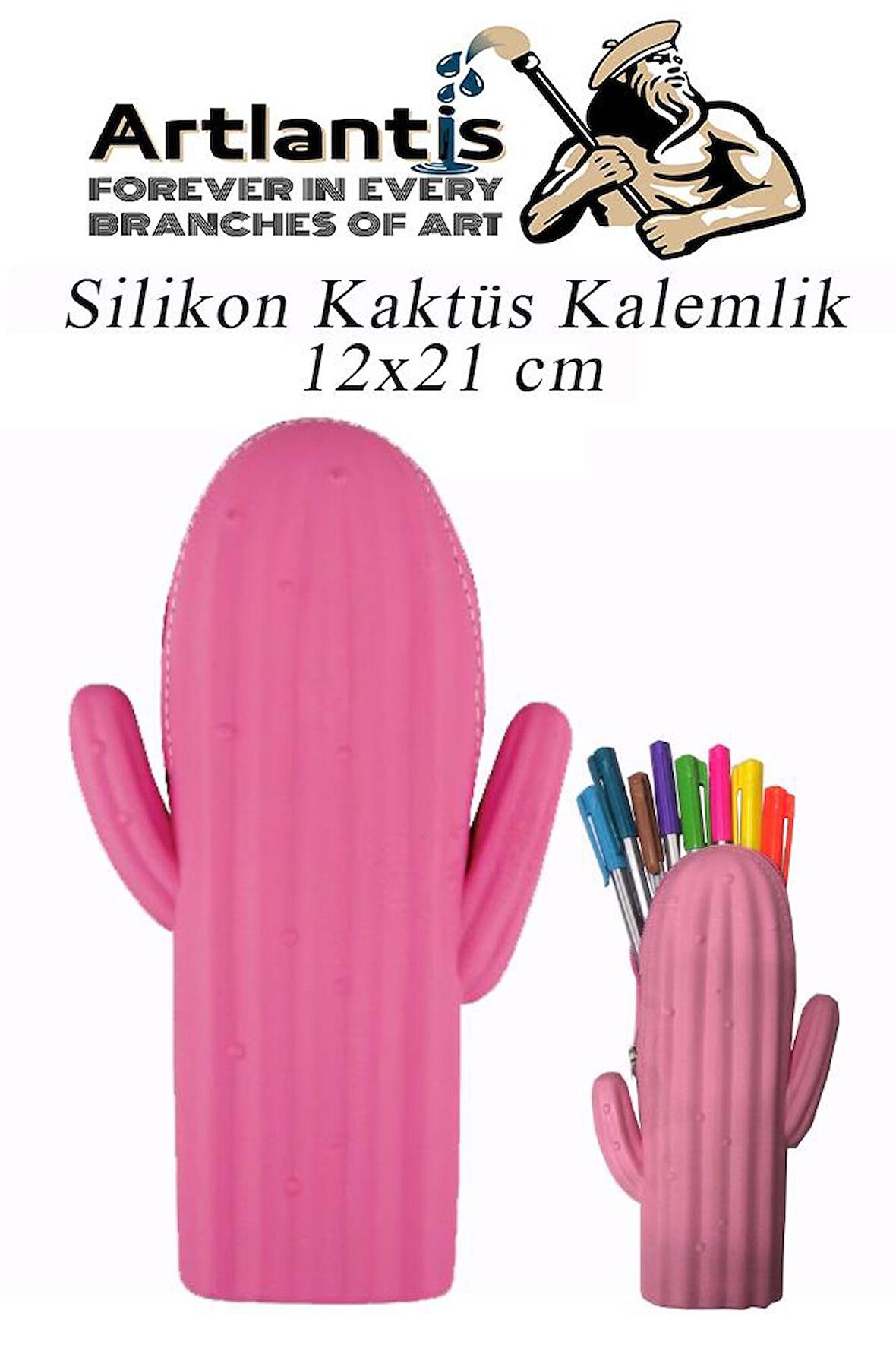 Silikon Kaktüs Kalemlik 1 Adet Silikon Kalem Kutusu Eğlenceli Sevimli Kaktüs Figürlü Hediyelik Kalemlik