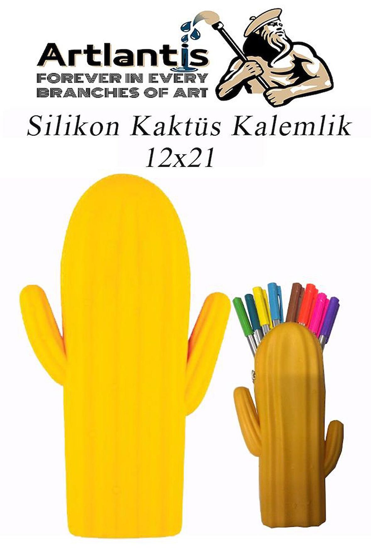 Silikon Kaktüs Kalemlik 1 Adet Silikon Kalem Kutusu Eğlenceli Sevimli Kaktüs Figürlü Hediyelik Kalemlik