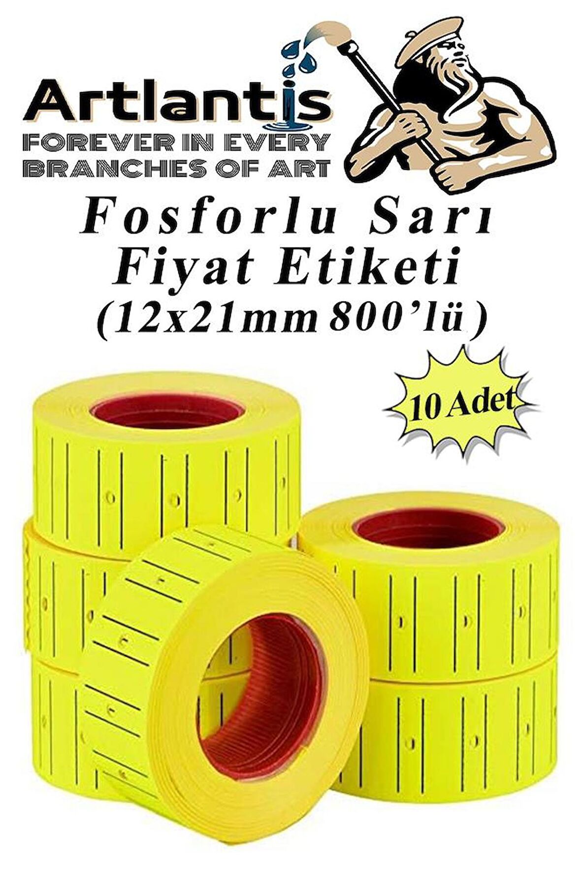 Fiyat Etiketi Sarı 800'lü 10 Paket 12x21mm Fosforlu Sarı Fiyat Etiketi Mx-5500 M5500 Hg979 Motex Etiket Makinesi Yedeği