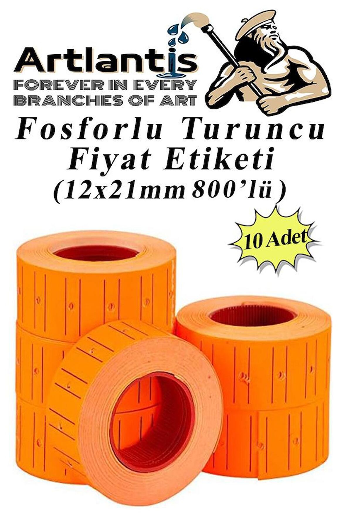 Fiyat Etiketi Turuncu 800'lü 10 Paket 12x21mm Fosforlu Turuncu Fiyat Etiketi Mx-5500 M5500 Hg979 Motex Etiket Makinesi Yedeği