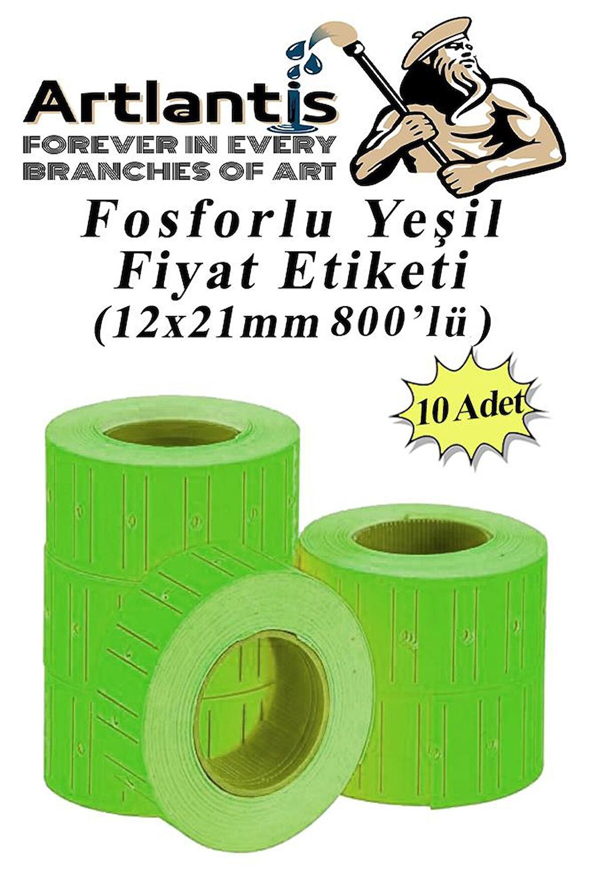 Fiyat Etiketi Yeşil 800'lü 10 Paket 12x21mm Fosforlu Yeşil Fiyat Etiketi Mx-5500 M5500 Hg979 Motex Etiket Makinesi Yedeği