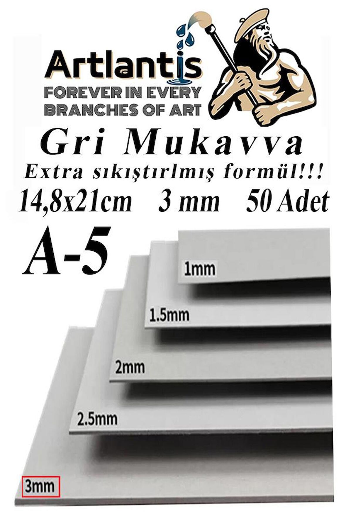 A5 Mukavva Gri 3 mm 50 Adet 1 Paket 14,8x21 cm A-5 Mukavva 3 mm Kalınlığında A-5 Mukavva