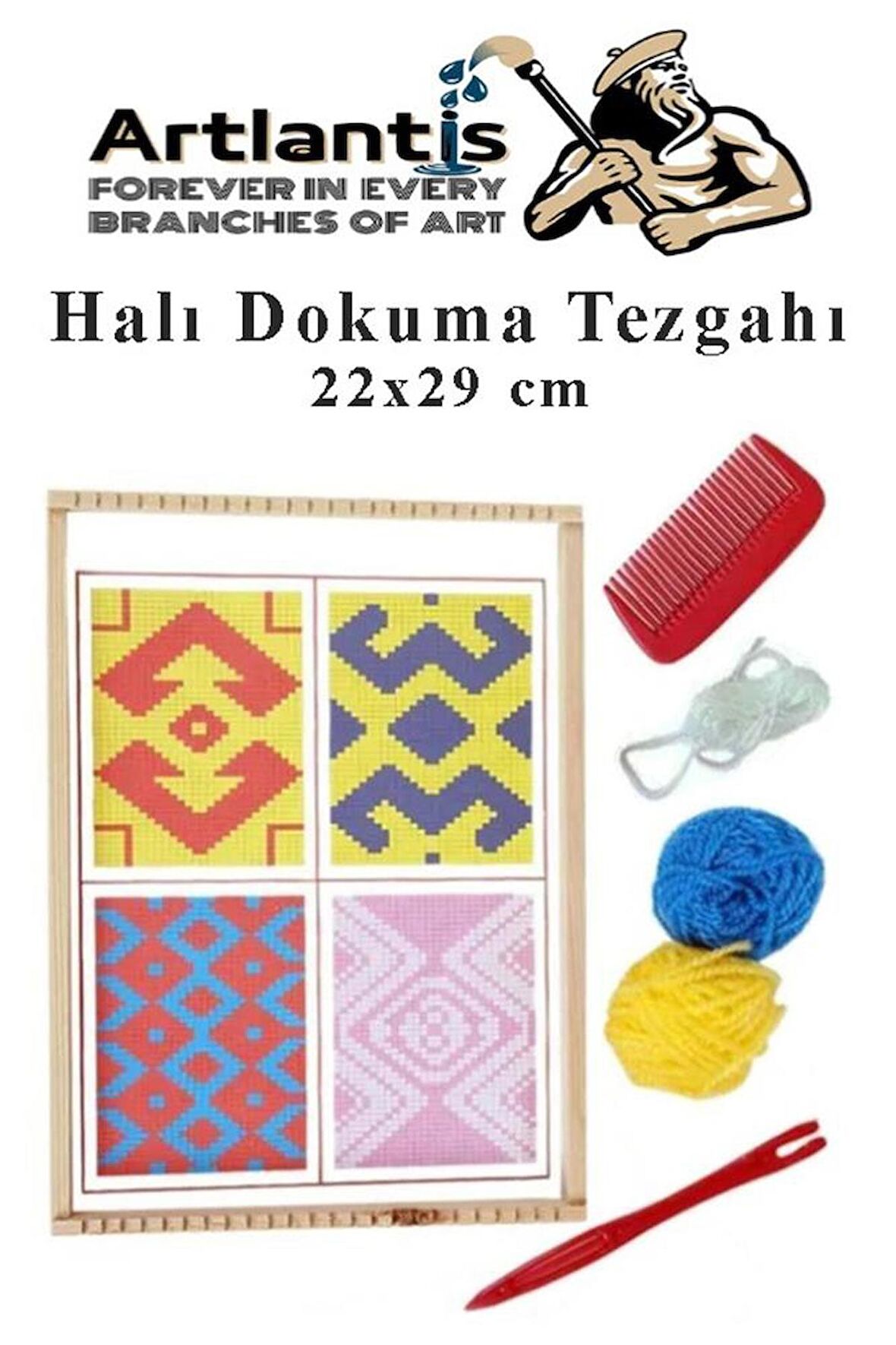 Halı Dokuma Tezgahı 1 Paket Hobi Okul Elişi Çocuk Halı Dokuma Tezgah Seti 22x29 cm