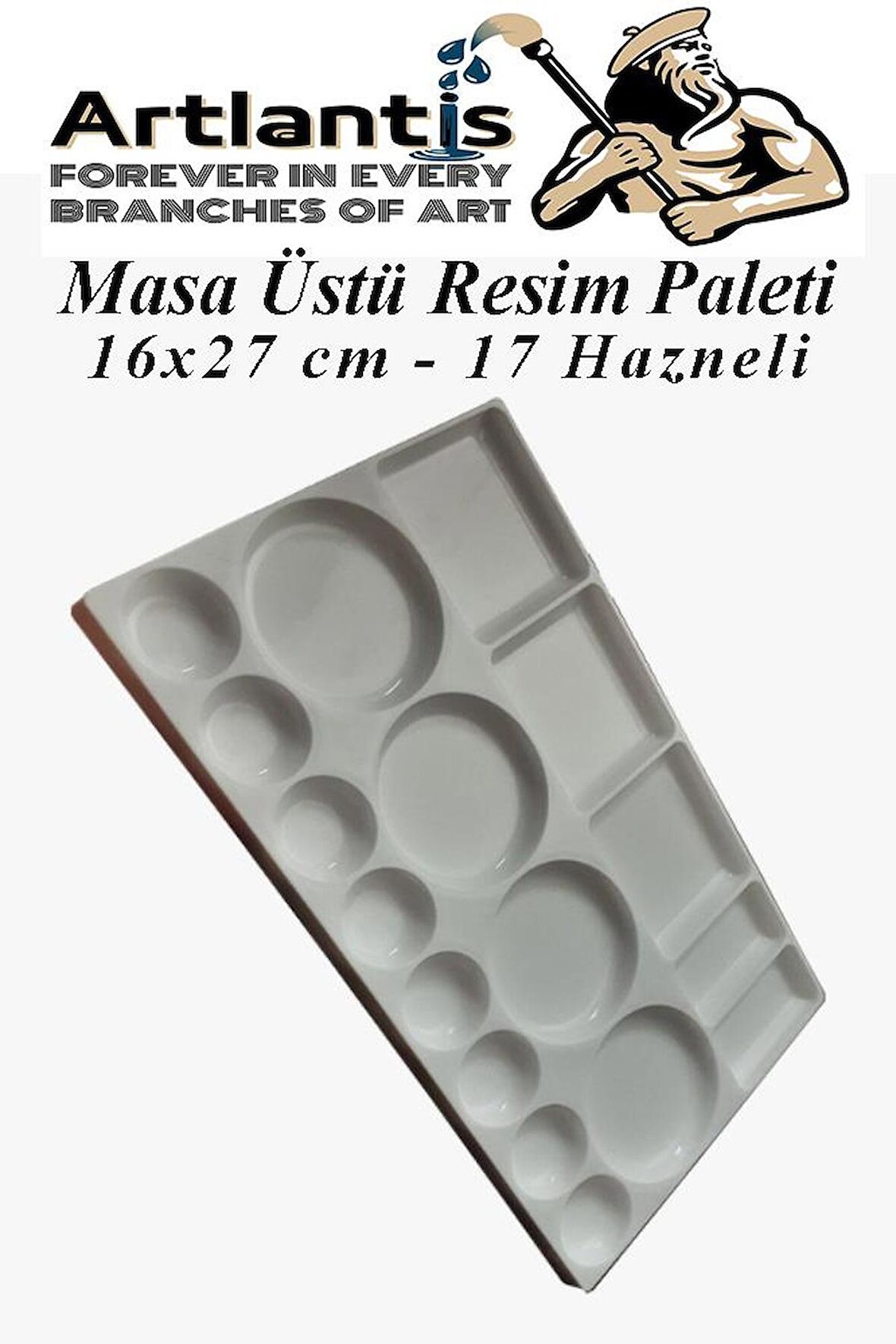 Masa Üstü Resim Paleti 1 Adet 17 Hazneli Boya Paleti 16X27 cm Sanatsal Boyalar İçin Palet Akrilik Boya Yağlı Boya Guaj Boya