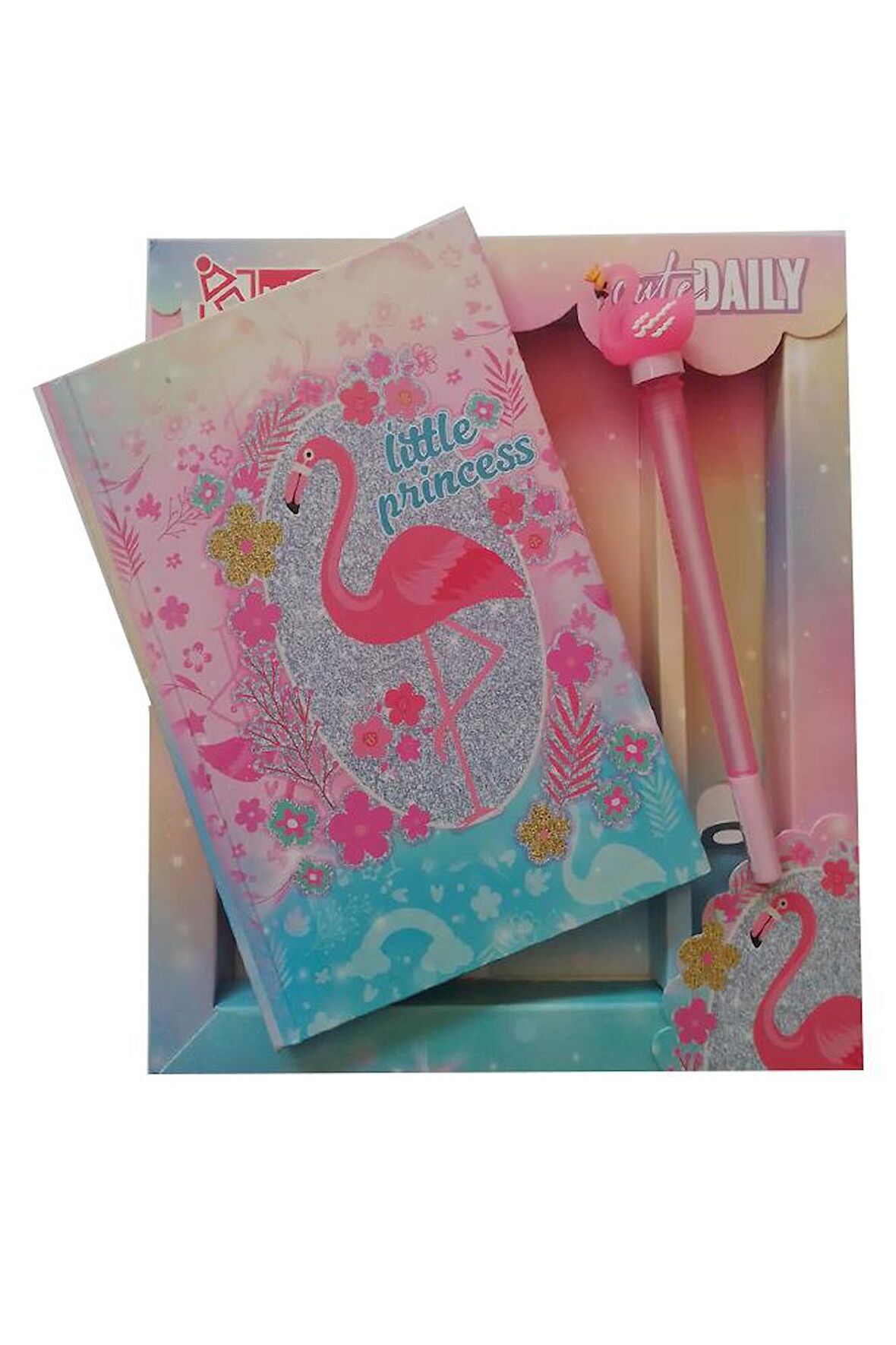 Hatıra Defteri Kilitli Kız Modeli Günlük Defteri Flamingo Hediye Kutulu 80 Yaprak Çizgili 1 Adet