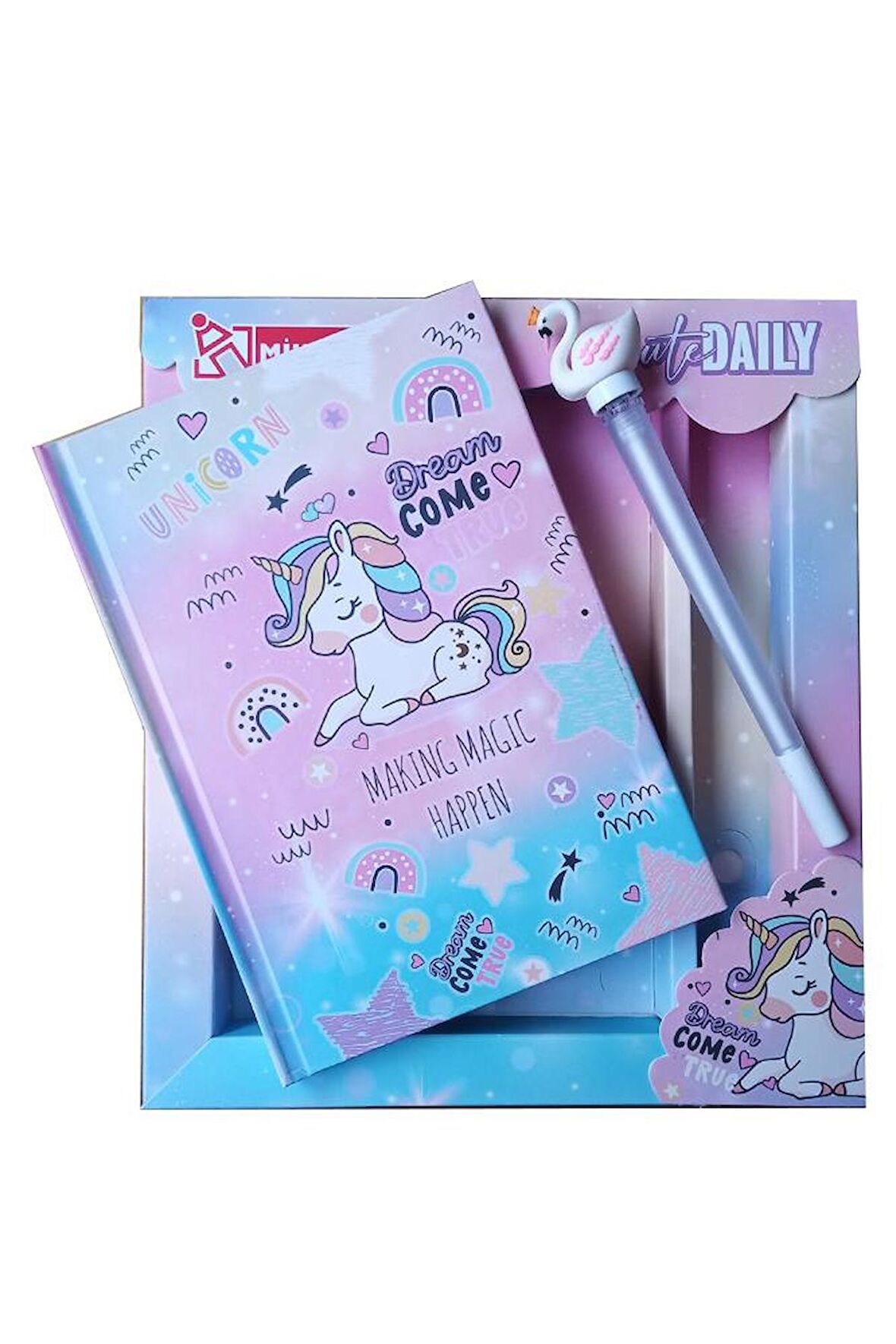 Hatıra Defteri Kilitli Kız Modeli Günlük Defteri Unicorn Hediye Kutulu 80 Yaprak Çizgili 1 Adet Dream Come