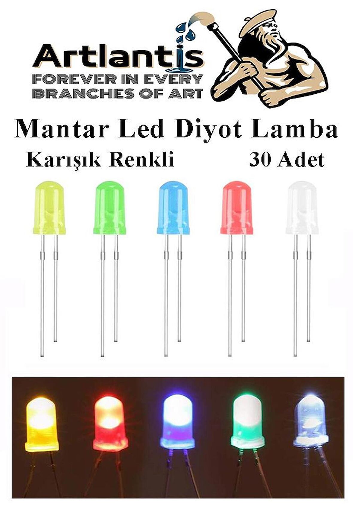 Mantar Led Diyot Lamba 30 lu 1 Paket Karışık Renkli 4.8 mm Mini Mantar Led Lamba