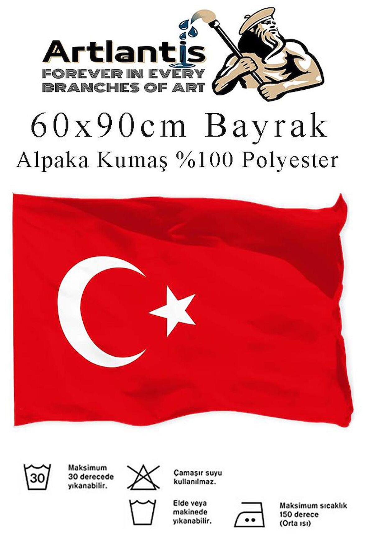 Bayrak 60x90 cm Türk Bayrağı Kumaş 1 Adet Alpaka Kumaş Bez Bayrak Kaliteli Türk Bayrağı Kırmızı Beyaz Bayrak