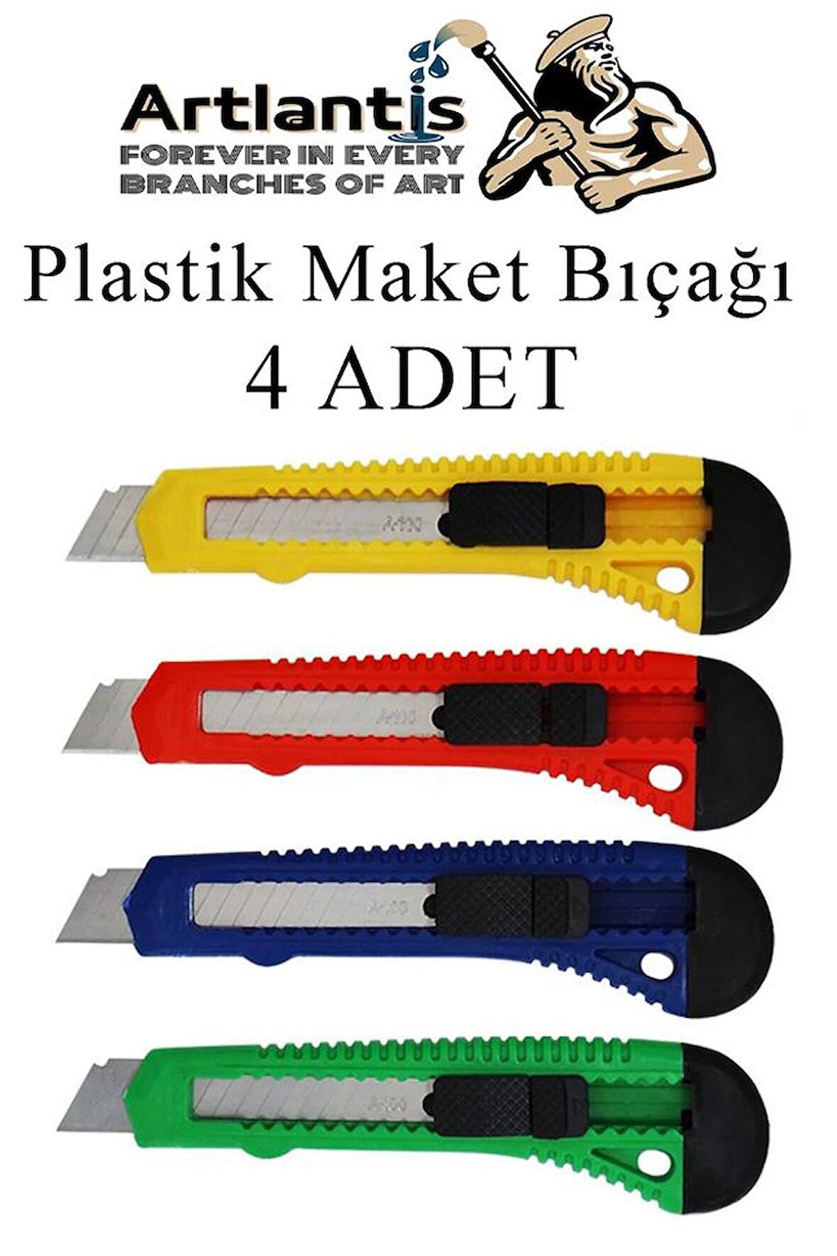 Maket Bıçağı Plastik Büyük Boy 4 Adet 18 mm Plastik Falçata Bıçağı Büyük Boy