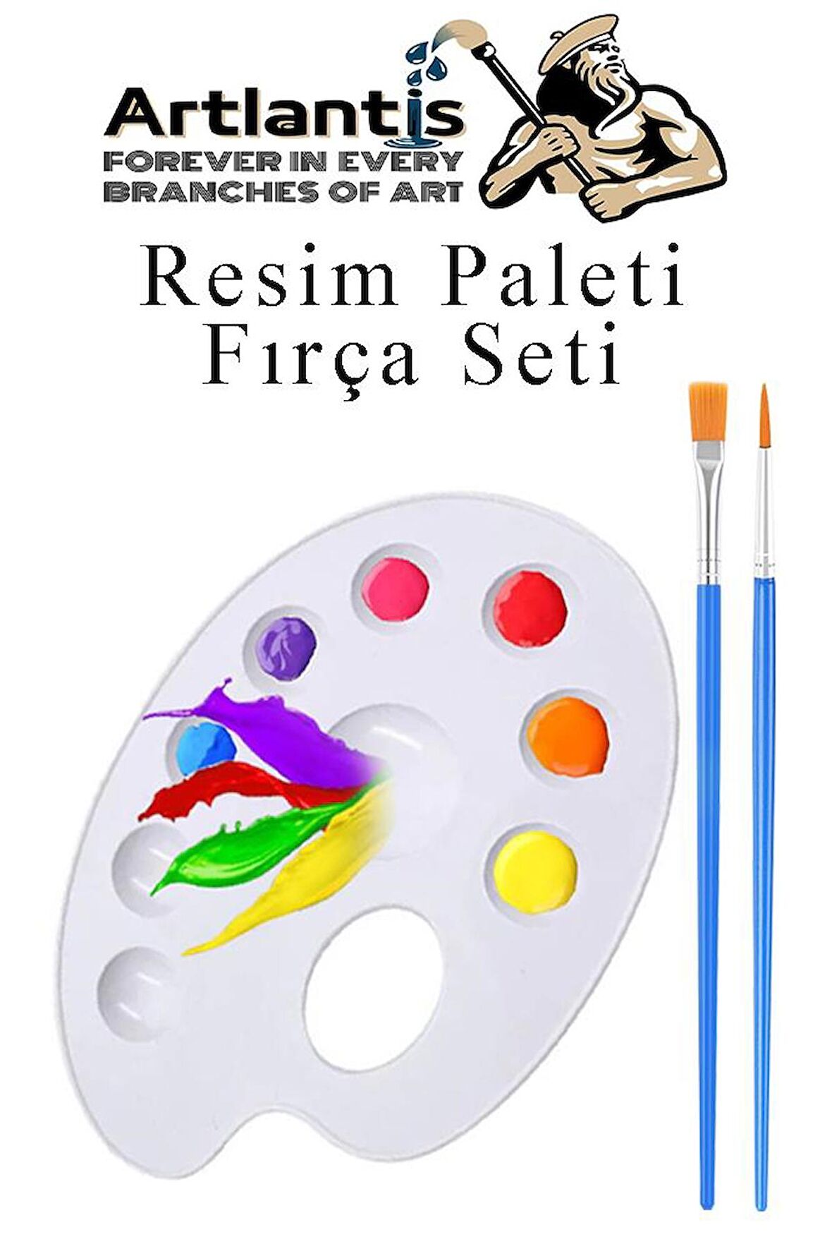 Resim Paleti ve Resim Fırça Seti 1 Paket Ressam Paleti Boyama Fırçası Akrilik Boya Guaj Boya Suluboya