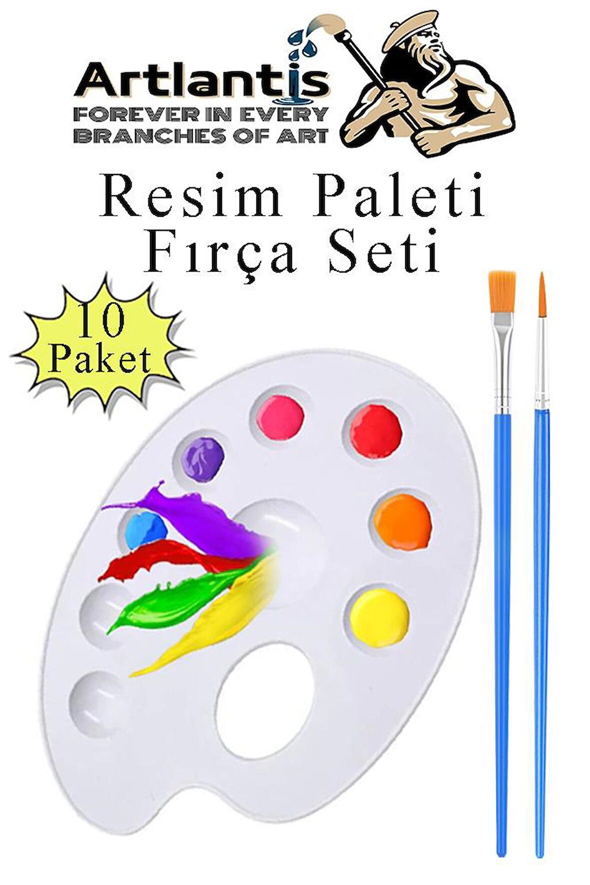 Resim Paleti ve Resim Fırça Seti 10 Paket Ressam Paleti Boyama Fırçası Akrilik Boya Guaj Boya Suluboya