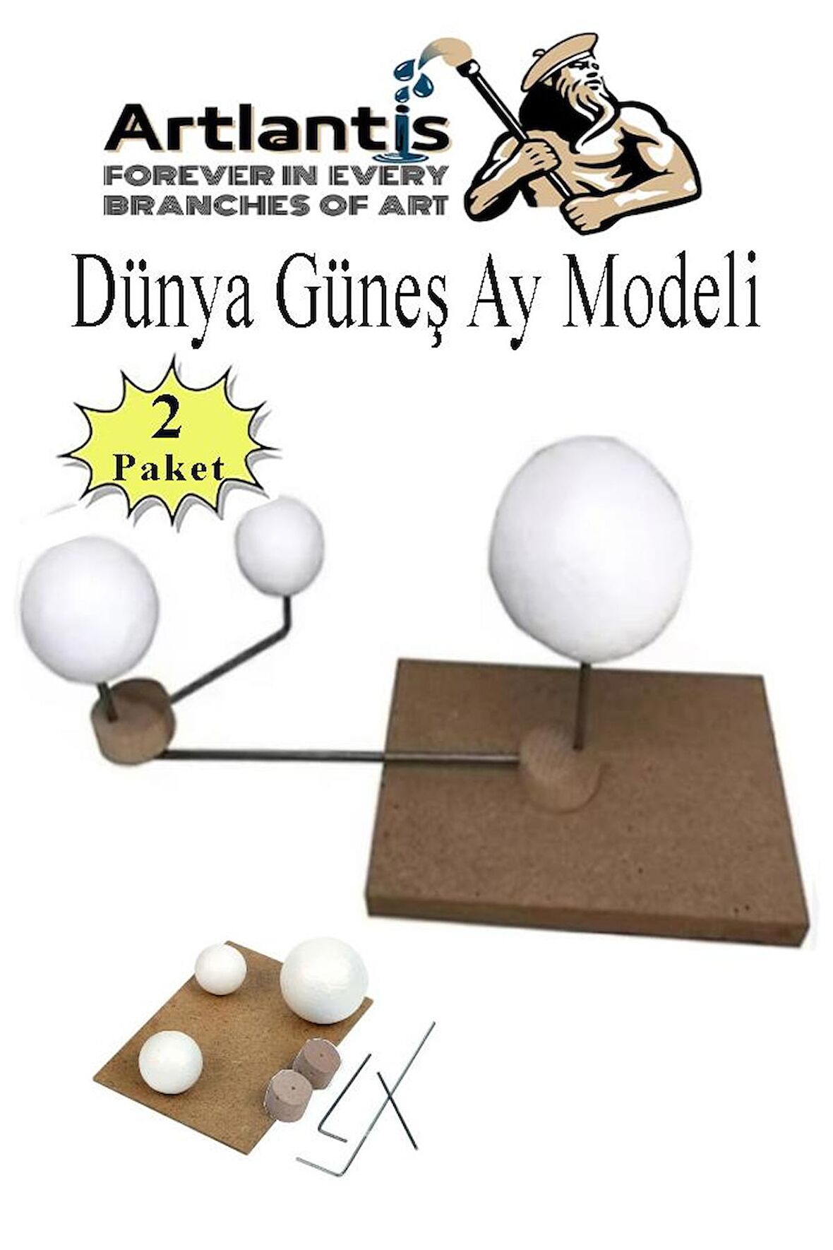 Güneş Dünya Ay Modeli 2 Paket Gezegen Maketi Deney Seti Güneş Sistemi Modeli Okul Ders Deney Seti Kendin Yap