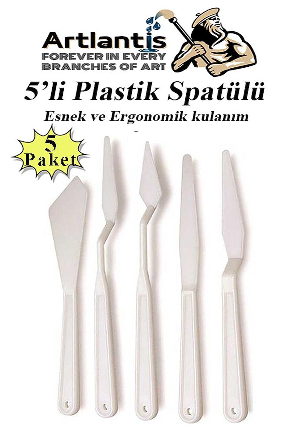 Plastik Spatül 5 Li Set Resim Ve Heykel Plastik Spatula Esnek Plastik Palet Bıçağı 5 Paket