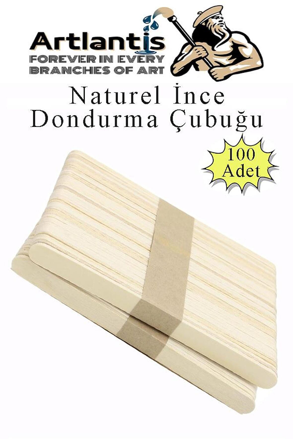 Dar Dil Çubuğu 100 Adet Ahşap Dondurma Çubuğu Naturel Maket Hobi Okul Proje Tasarım