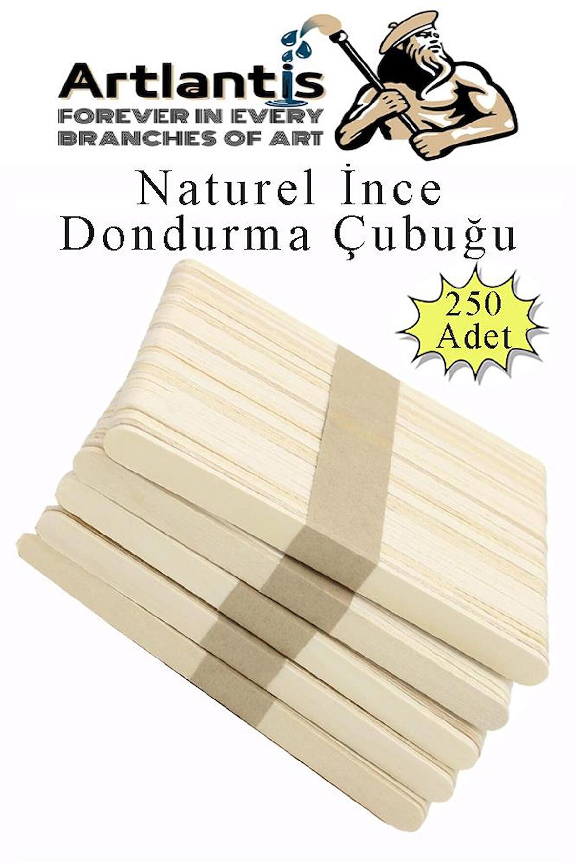 Dar Dil Çubuğu 250 Adet Ahşap Dondurma Çubuğu Naturel Maket Hobi Okul Proje Tasarım