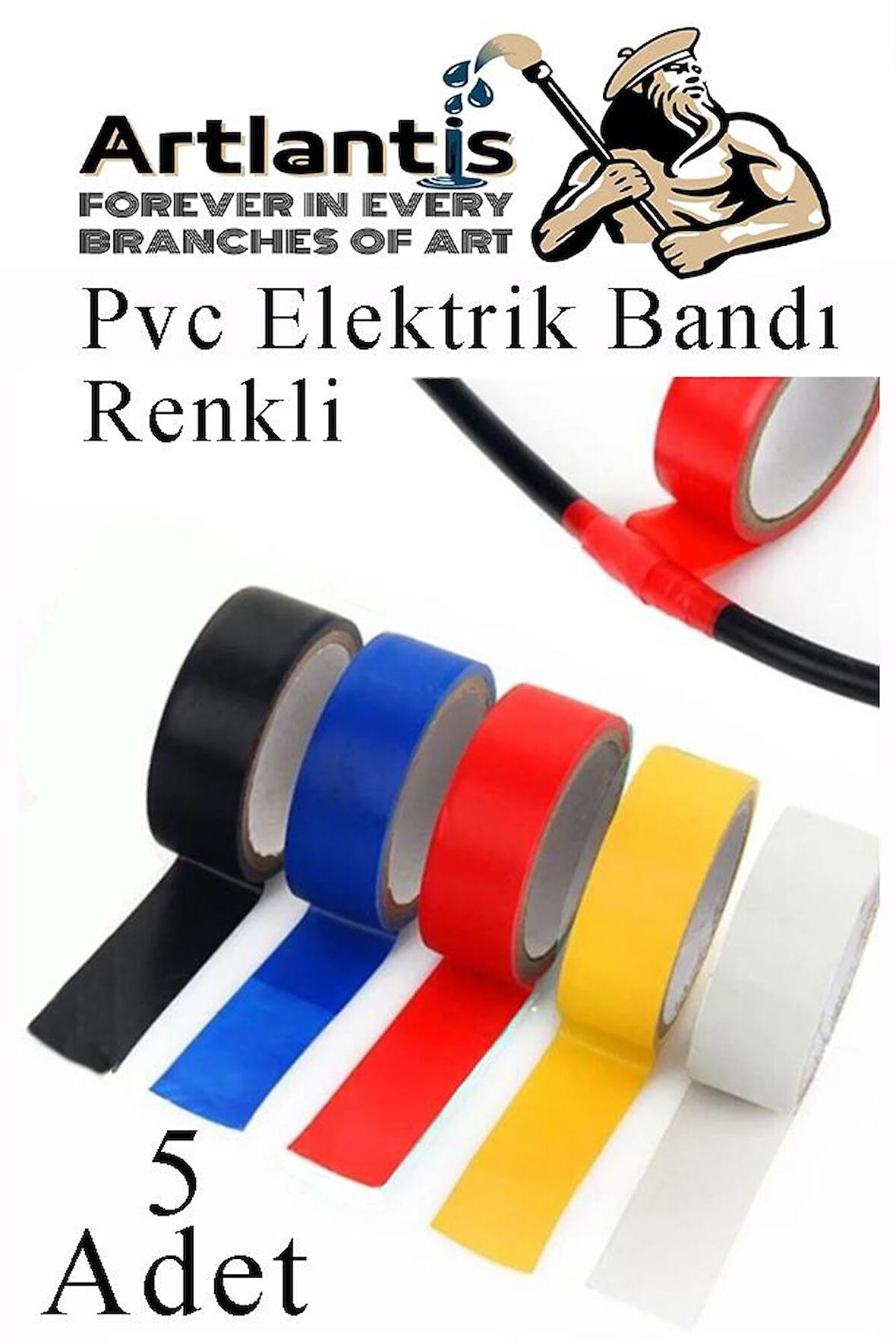 Renkli Elektrik Bandı 5 Adet Pvc İzolo Bant Elektrikçi Bandı Su Geçirmez Isıya Dayanıklı Yalıtım Bandı