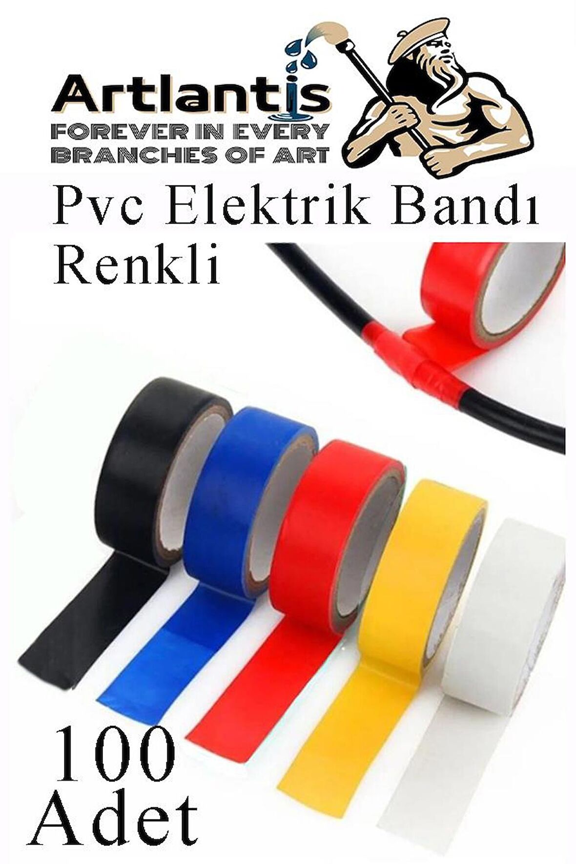 Renkli Elektrik Bandı 100 Adet Pvc İzolo Bant Elektrikçi Bandı Su Geçirmez Isıya Dayanıklı Yalıtım Bandı