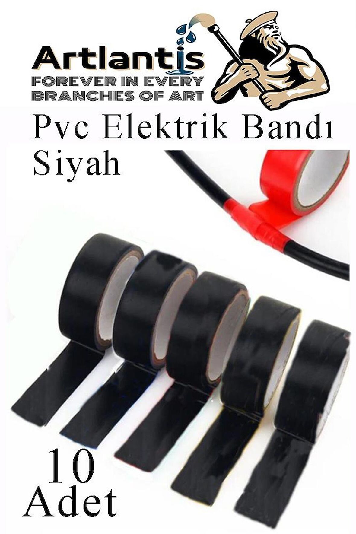 Siyah Elektrik Bandı 10 Adet Pvc İzolo Bant Elektrikçi Bandı Su Geçirmez Isıya Dayanıklı Yalıtım Bandı