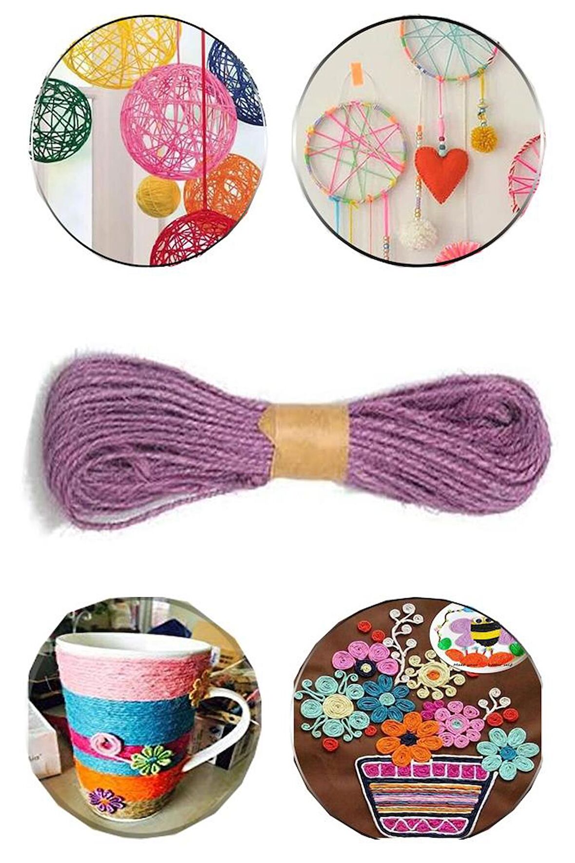 Renkli Jüt Kırnap İpi 10 Metre 1 Adet Mumlu Kırnap İplik Kendir İp Doğal Renkli İp Süsleme