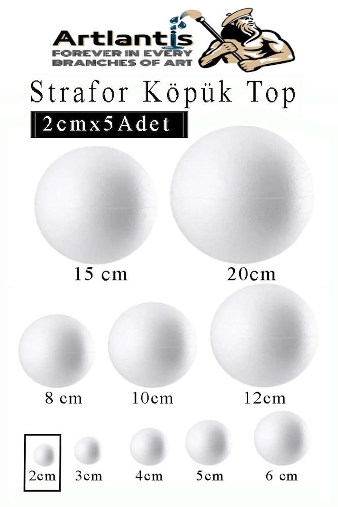 Strafor Köpük Top 2 cm 5 Adet Köpük Top Küre Toplar Yuvarlak Strafor Köpük Top Okul Deney Hobi Sanat