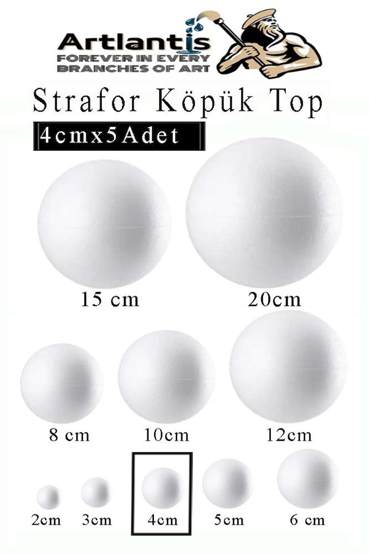 Strafor Köpük Top 4 cm 5 Adet Köpük Top Küre Toplar Yuvarlak Strafor Köpük Top Okul Deney Hobi Sanat