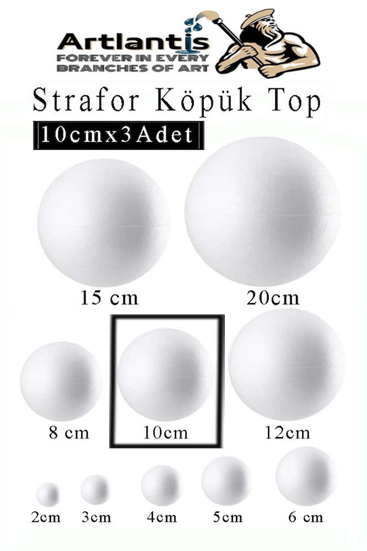 Strafor Köpük Top 10 cm 3 Adet Köpük Top Küre Toplar Yuvarlak Strafor Köpük Top Okul Deney Hobi Sanat