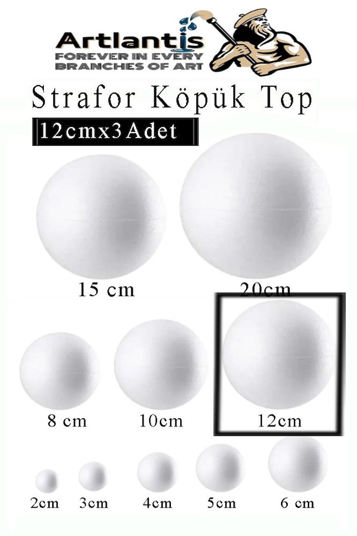 Strafor Köpük Top 12 cm 3 Adet Köpük Top Küre Toplar Yuvarlak Strafor Köpük Top Okul Deney Hobi Sanat