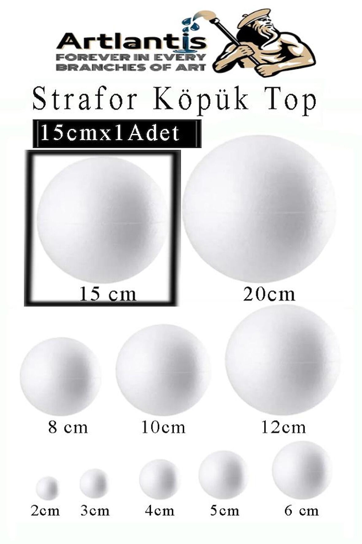 Strafor Köpük Top 15 cm 1 Adet Köpük Top Küre Toplar Yuvarlak Strafor Köpük Top Okul Deney Hobi Sanat