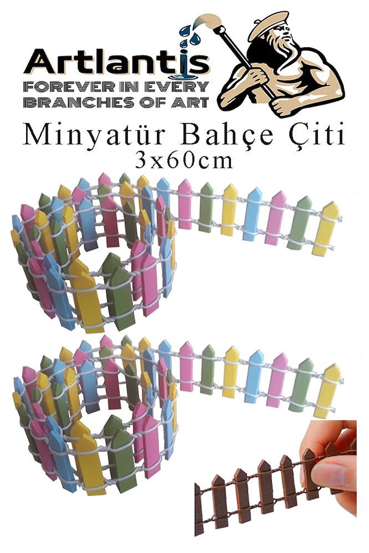 Mini Bahçe Çiti Mavi 3x60cm 2 Adet Dekoratif Minyatir Bahçe Çiti Okul Proje Teraryum Mini Ev Bahçe Çit