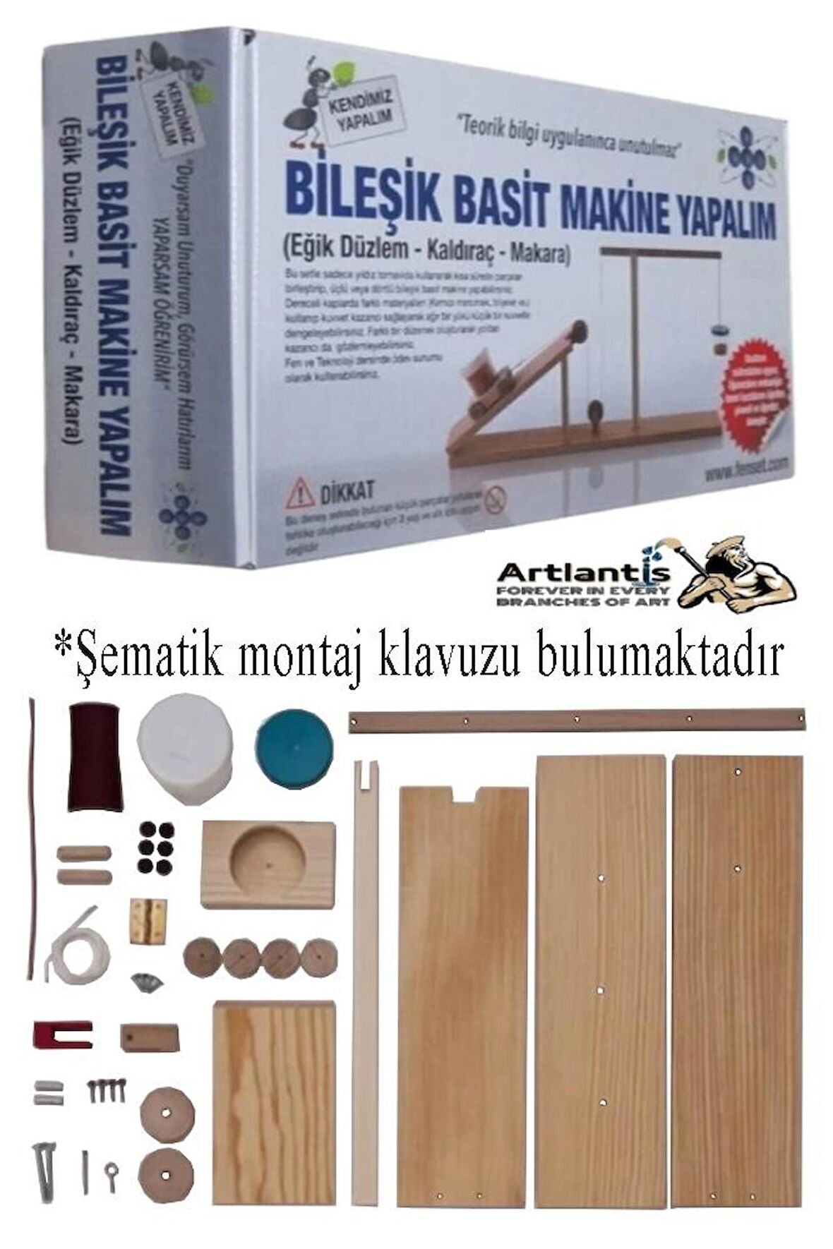 Eğik Düzlem Kaldıraç Makara Bileşik Basit Makine Yapım Seti 1 Paket Okul Deney Fizik Deney Seti 37 Parça