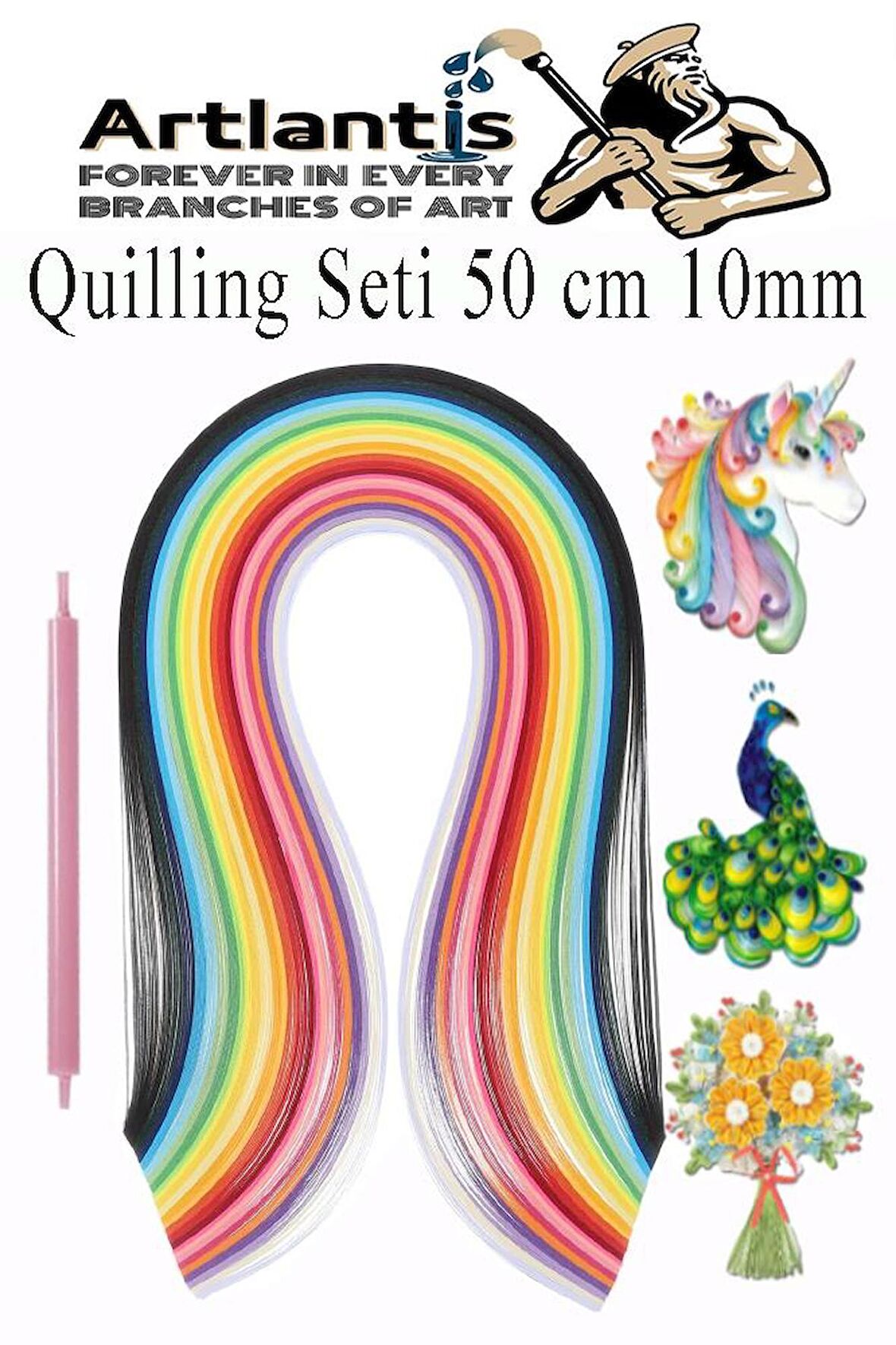 Quilling Seti 10 mm Kalın 1 Paket Quling Kağıt Katlama Kıvırma Sanatı Telkari Kuiling Karışık Renkli