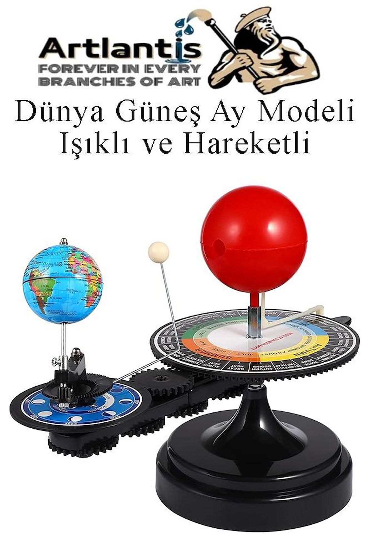 Dünya Güneş Ay Modeli Işıklı ve Hareketli 1 Adet Güneş Sistemi Deney Seti Astronomi Solar Sistem Deney Seti