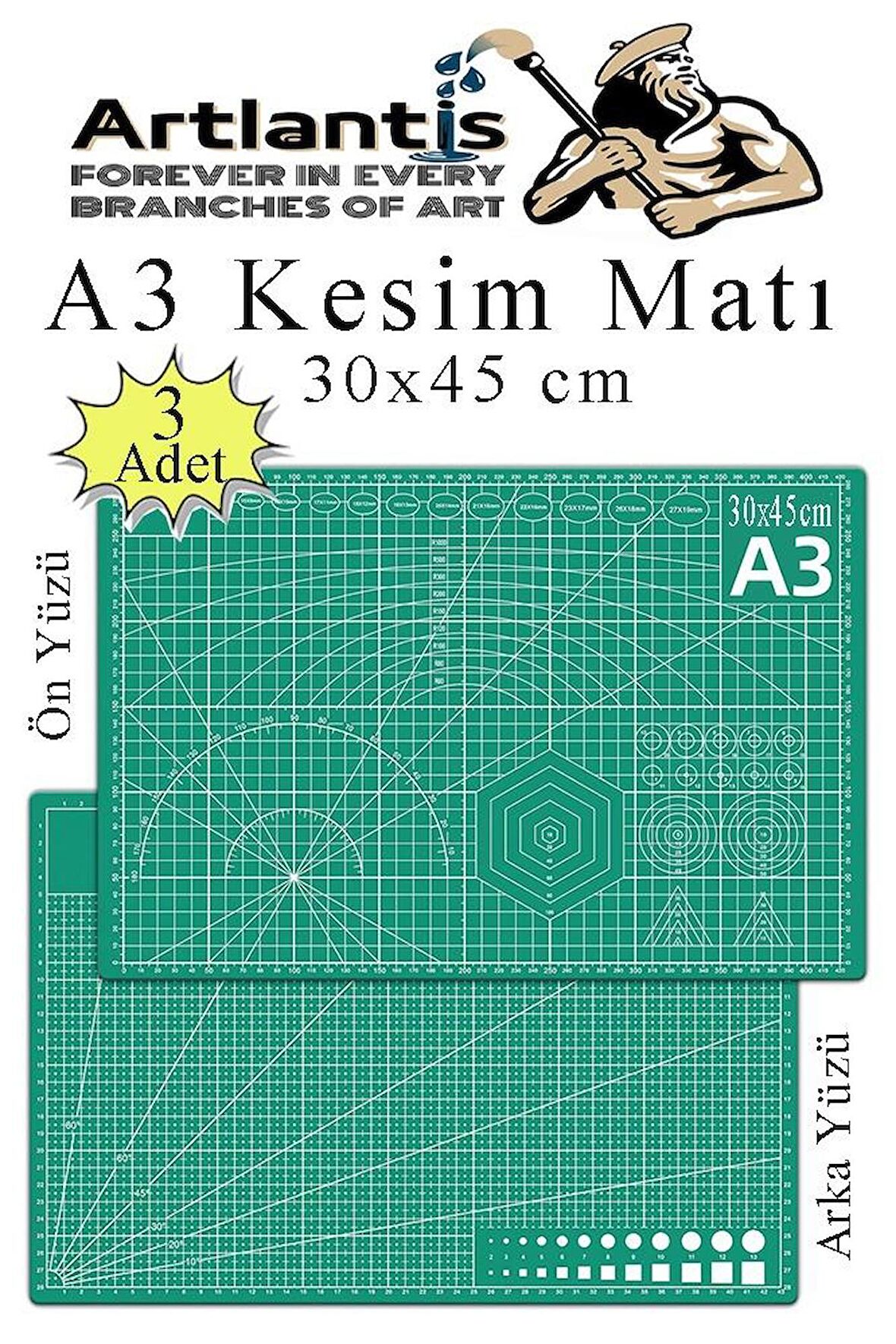 Kesim Matı A3 30x45 cm Çift Taraflı 3 Adet Çizim Matı Kesme Madı Kesim Tablası Kesim Altlığı