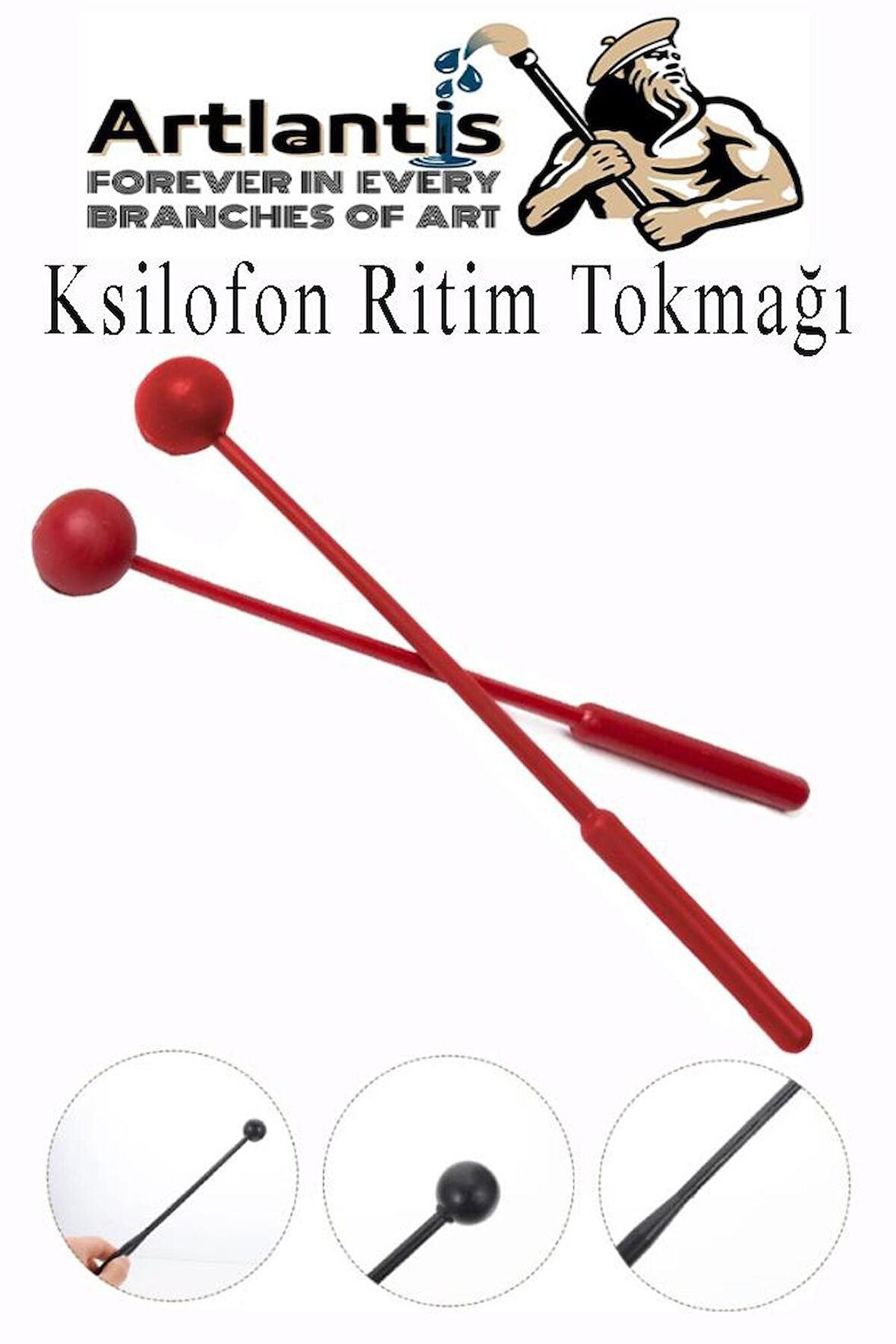 Ksilofon Tokmağı 1 Çift Kırmızı 1 Paket Ritim Çubuğu Plastik