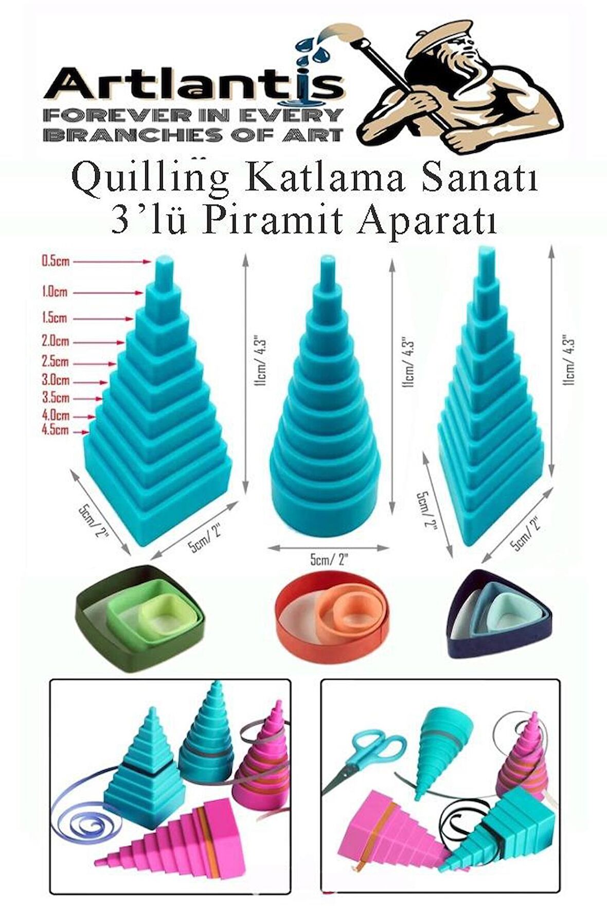 Quiling Bordür Kağıt Sarma Piramit Aparatı 1 Adet Quling Plastik Üç Boyutlu Kağıt Şeritleri Şekillendirme