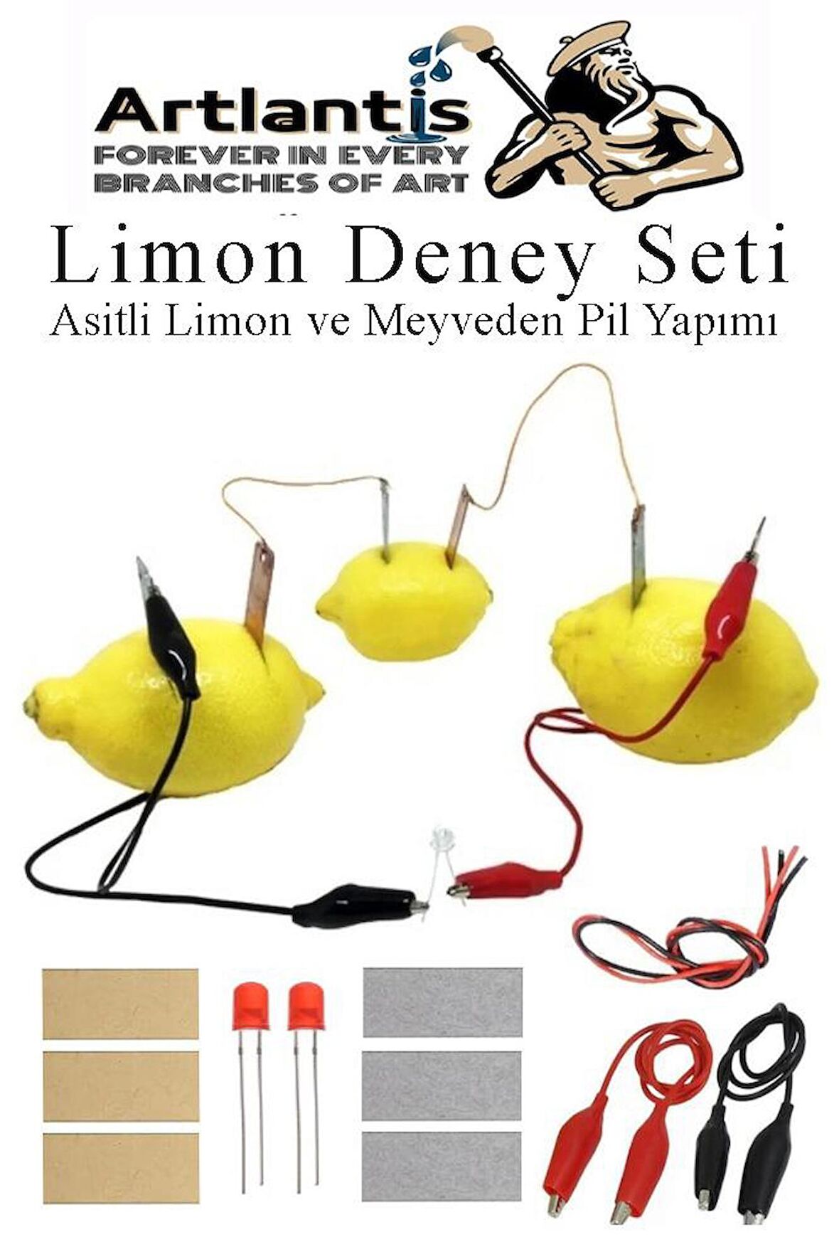 Elektrik Limon Deney Seti 1 Paket Limondan Elektrik Üretme Seti Limon Pili Fen Bilgisi Dersi Kimyasal Enerji