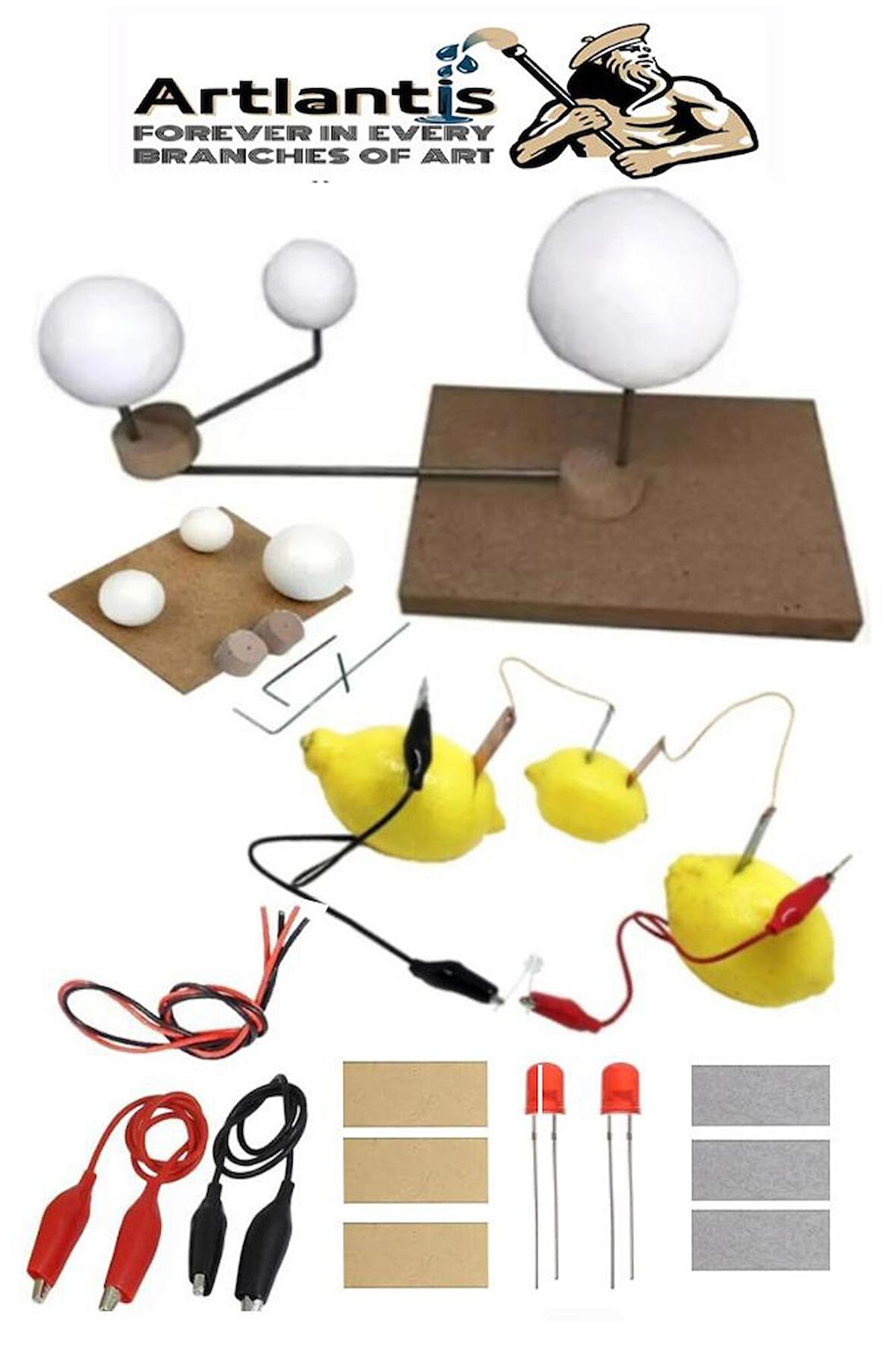 Dünya Güneş Ay Deney Seti ve Limon Deney Seti 1 Paket Proje Tasarım Okul Deney Seti