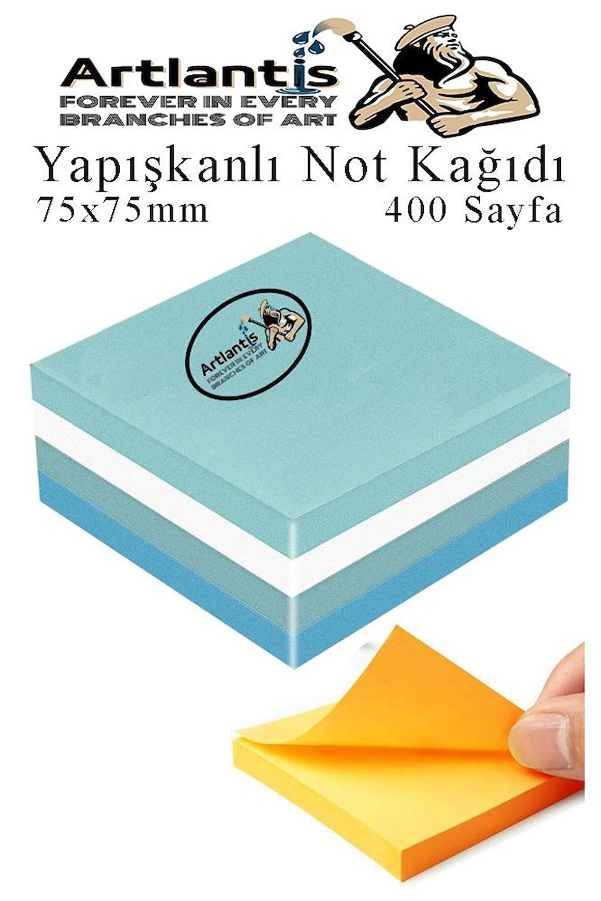 Yapışkanlı Not Kağıdı 4 Renk 400 Sayfa 1 Paket Buzul Küp Blok Yapışkanlı Postit 75x75 mm Renkli 