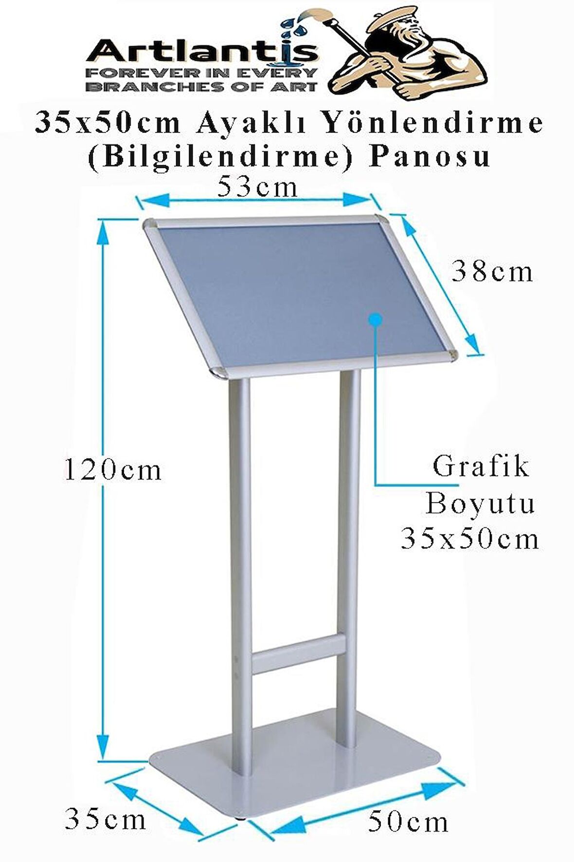 35X50 cm Ayaklı Yönlendirme Bilgilendirme Panosu 1 Adet Bilgi Standı Menü Restaurant Otel Semineri Toplantı