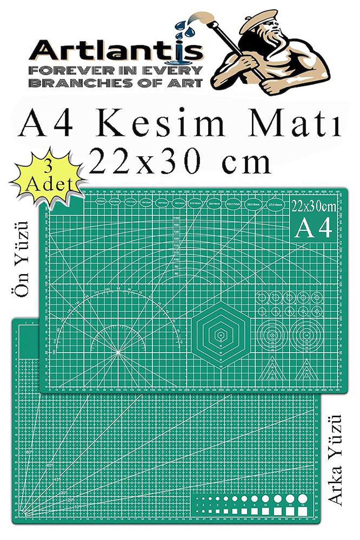 Kesim Matı A4 22x30 cm Çift Taraflı 3 Adet Çizim Matı Kesme Madı Kesim Tablası Kesim Altlığı