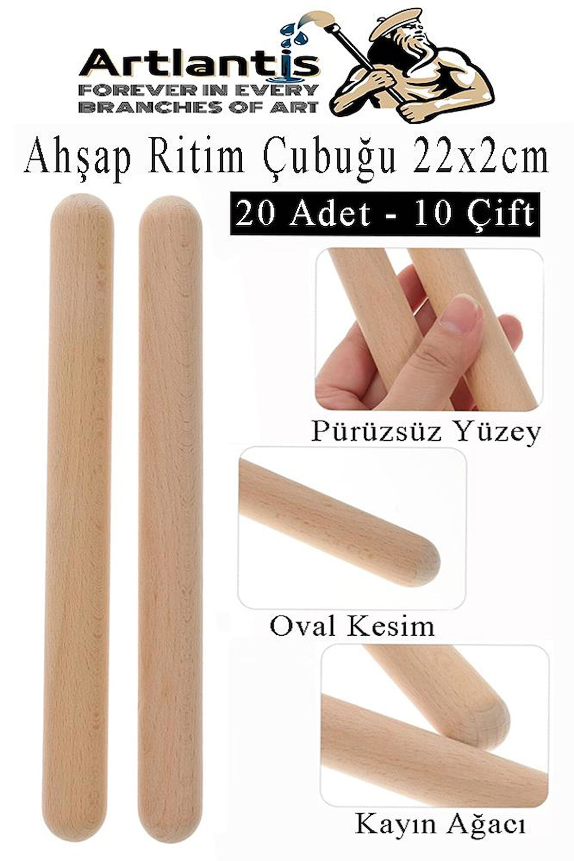 Ahşap Ritim Çubuğu 20 Adet 10 Çift Okul Öncesi Eğitici Anaokulu Ritim Tokmağı Çubukları Çocuk Etkinlik Perkusyon Müzik Aleti 