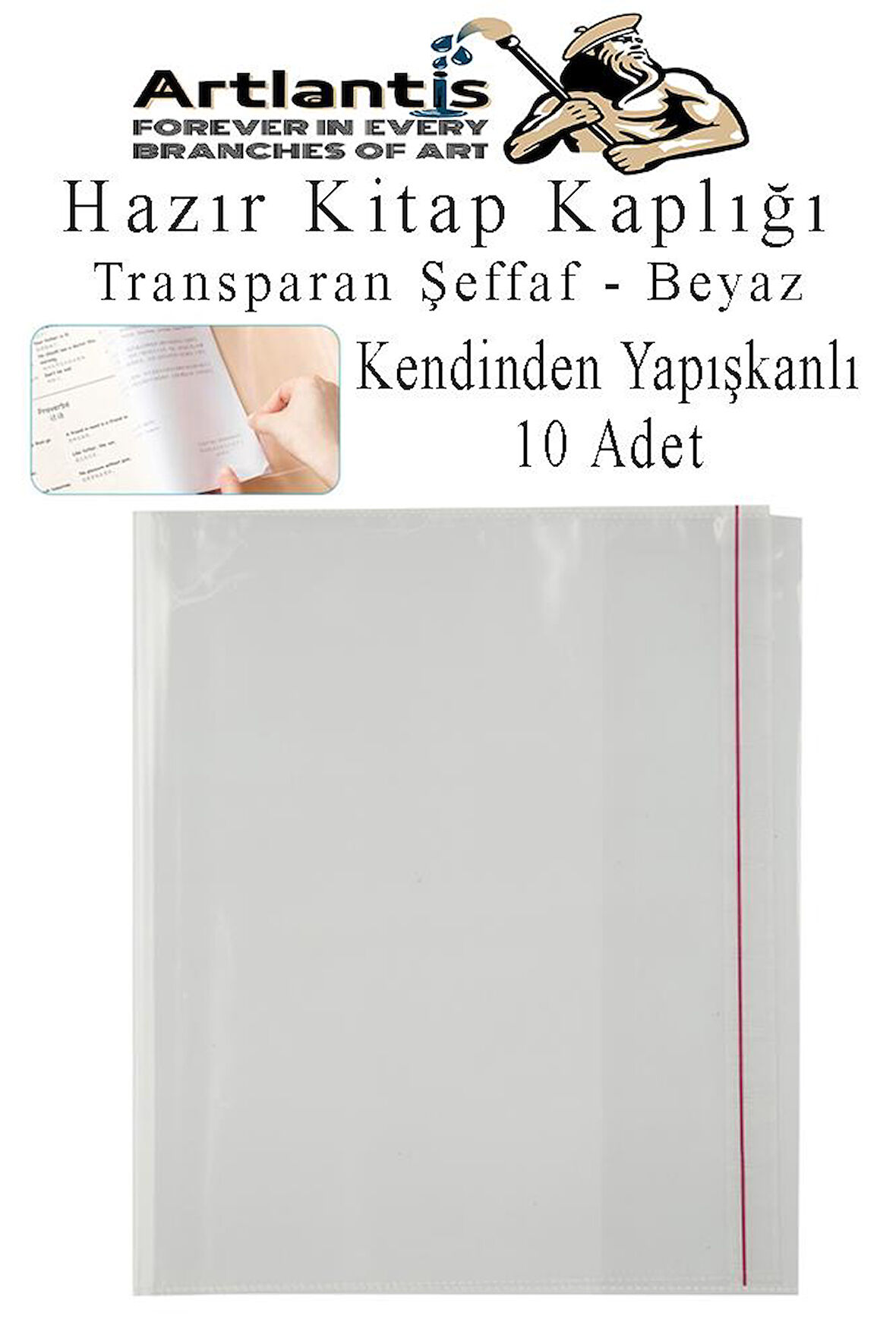 Hazır Kitap Kaplığı Şeffaf Buzlu Beyaz 10 Adet 1 Paket Cırtlı Ayarlanabilir Kendinde Yapışkanlı Kaplık Okul Sınıf