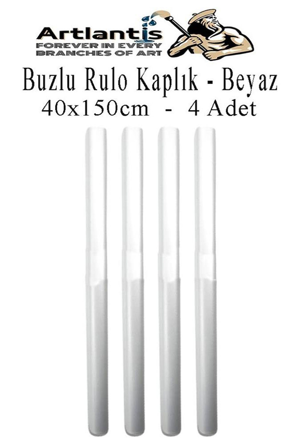 Buzlu Rulo Şeffaf Beyaz Kaplık 4 Adet 40x150 cm Defter Kitap Kaplığı Okul Öğrenci Rulo Kaplık