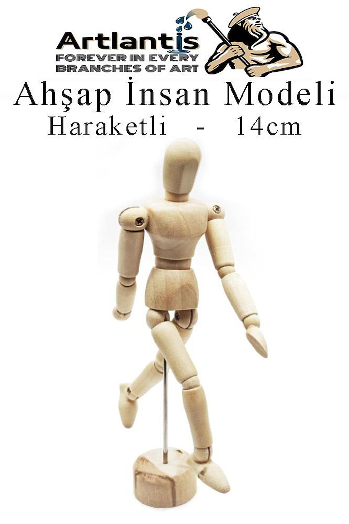 Ahşap İnsan Modeli 14 cm 1 Adet İnsan Figürlü Ahşap Model Manken Resim Ressam Eğitimi Tahta Adam Kukla Stilist