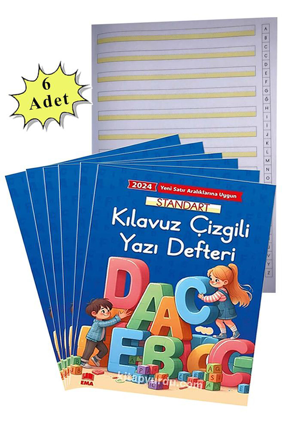 Yeni Müfradat Güzel Yazı Defteri A4 19x27 cm 24 Yaprak 6 Adet Standart Kılavuz Çizgili Yazı Defteri Satır Aralıklarına Uygun