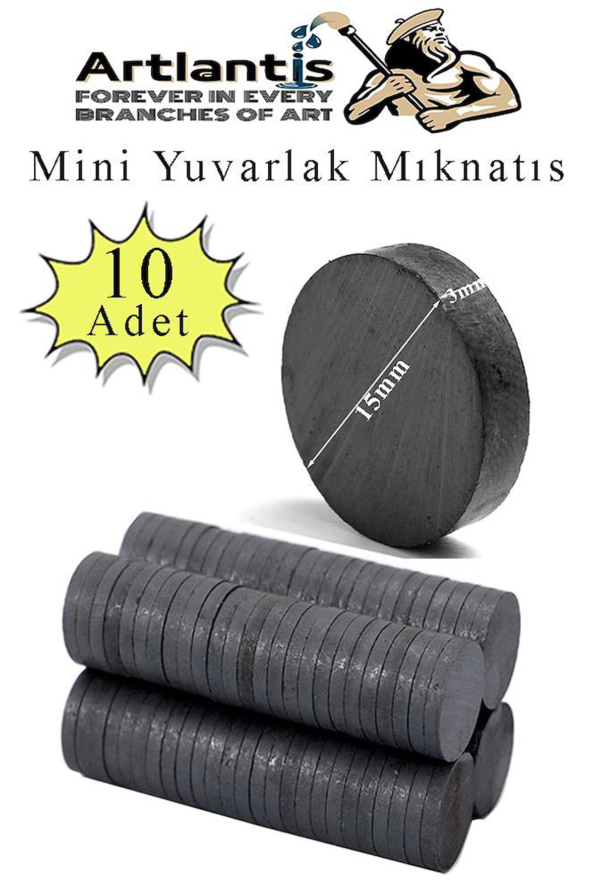 Yuvarlak Mıknatıs Mini 10 Adet 15x3 mm Mini Mıknatıs Seramik Kömür Mıknatıs Nişan Düğün Sünnet Çok Amaçlı Süsleme Mıknatıs