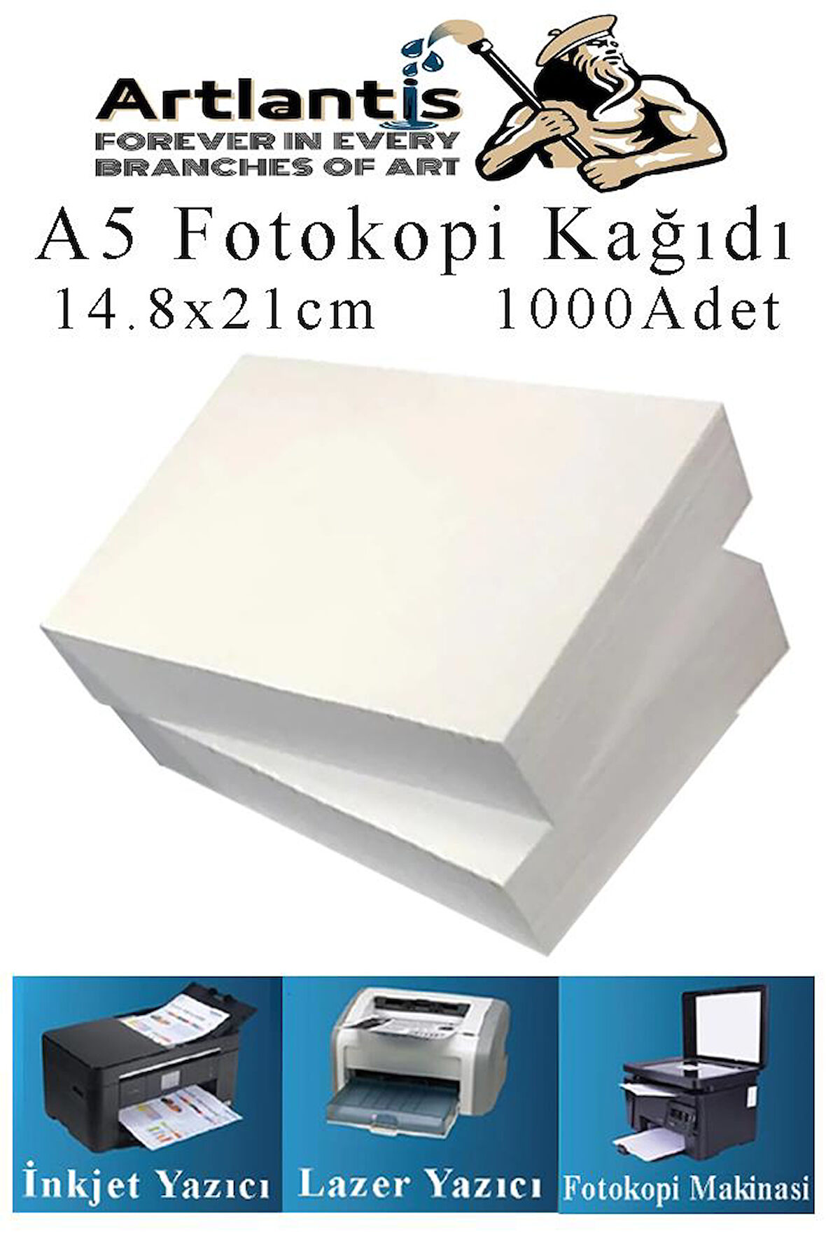 Fotokopi Kağıdı A5 80 gr 500 lü 2 Paket  Fotokopi Kağıdı Lazer İnkjet ve Fotokopi Makineleri İçin Uyumlu