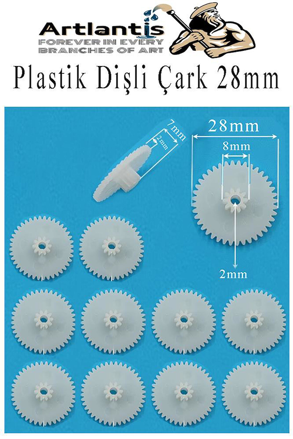 Plastik Dişli Çark 10 Adet 1 Paket Dış Çapı 28 mm İç Çapı 2 mm Okul Deney Motor Çarkı Palstik Dişliler