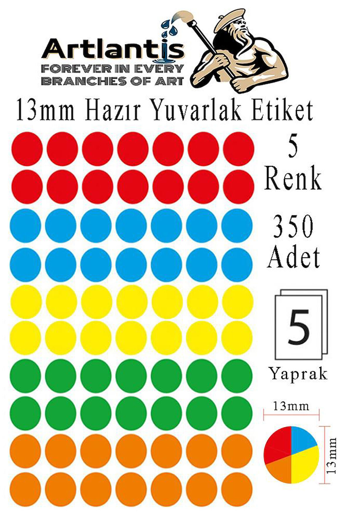 13 mm Renkli Hazır Yuvarlak Etiket 350 li 1 Paket Mix Color Ofis Etiketler Kendinden Yapışkanlı Nokta Etiket